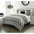 thumbnail image 1 of Nanshing Sarah 5-Piece Reversible Comforter Set, Black & White, Queen, 1 of 4