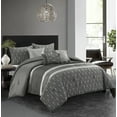 thumbnail image 1 of Nanshing Senna Microfiber 6-Piece Bedding Comforter Set with BONUS Pillows, King, Grey, 1 of 7
