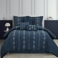 thumbnail image 1 of Nanshing Shay 7 Piece Geometric Embroidery Comforter Set, Navy/White, California King, 1 of 7