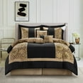 thumbnail image 1 of Nanshing Sibyl 7 Piece Traditional Floral Comforter Set, Black Gold, Queen, 1 of 11