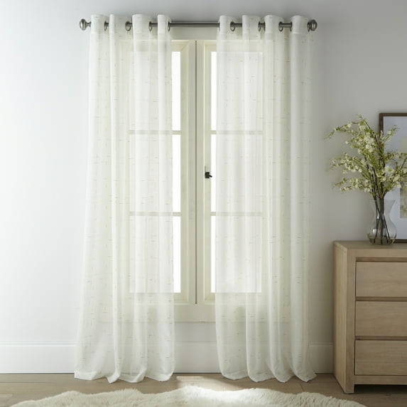 Nanshing Sonny Set of 2 Grommet Sheer Curtain Panels, White Gold, 52" x 84"