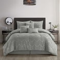 thumbnail image 1 of Nanshing Textured Geometric Pattern 7 Piece Cassy Comforter Set, Grey, King, 1 of 5