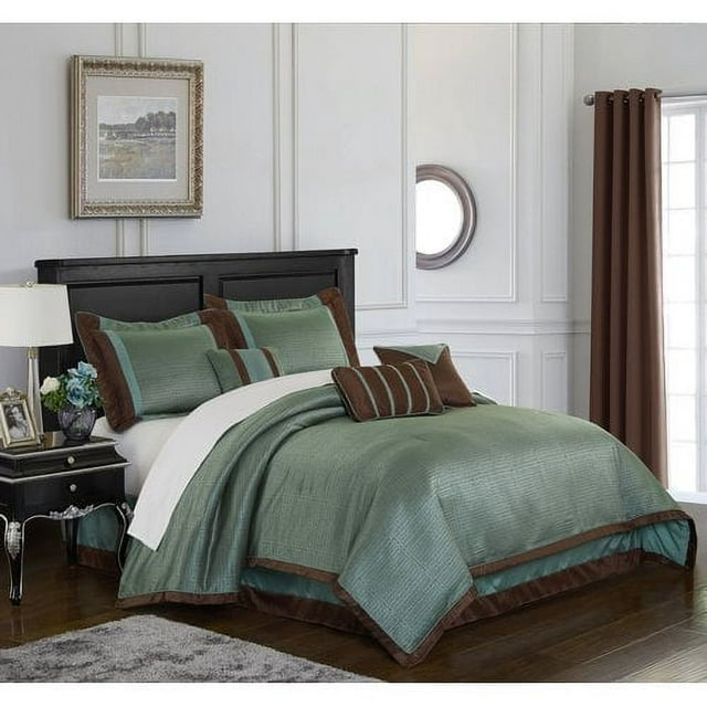 Nanshing Tobey 7-Piece Bedding Comforter Set, Turquoise, Queen
