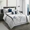 thumbnail image 1 of Nanshing Tracy 7-Piece Minimalist Botanical Comforter Set King, 1 of 5