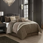 Nanshing Trinity 7 Piece ModernGeometric Comforter Set, Taupe, Queen