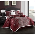 thumbnail image 1 of Nanshing Tristan 7 Piece Transitional Medallion Comforter Set, Queen, Burgundy, 1 of 5