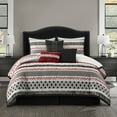 thumbnail image 1 of Nanshing Vina 7 Piece Contemporary Striped Comforter Set, Black Red, California King, 1 of 5