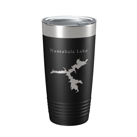 Nantahala Lake Map Tumbler Travel Mug Insulated Laser Engraved Coffee Cup North Carolina 20 oz Black