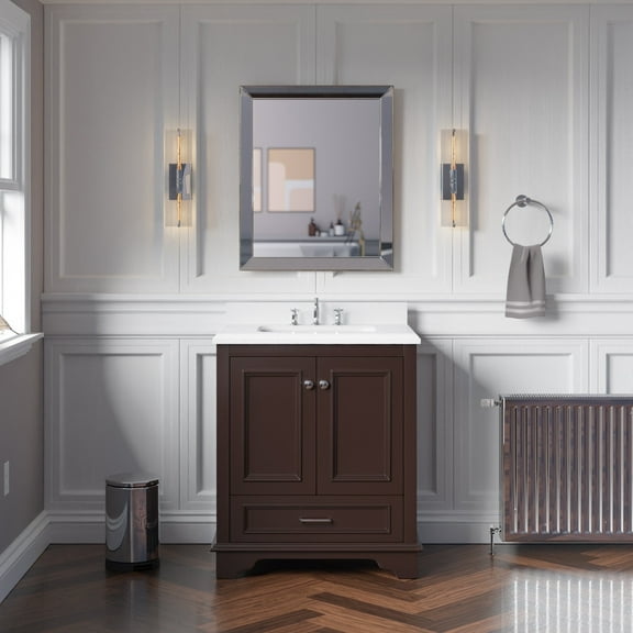 Nantucket 30" Bathroom Vanity with Chocolate Cabinet and Quartz Top