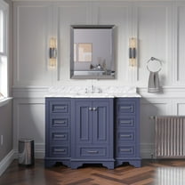 Nantucket 48" Bathroom Vanity with Marine Gray Cabinet and Carrara Marble Top
