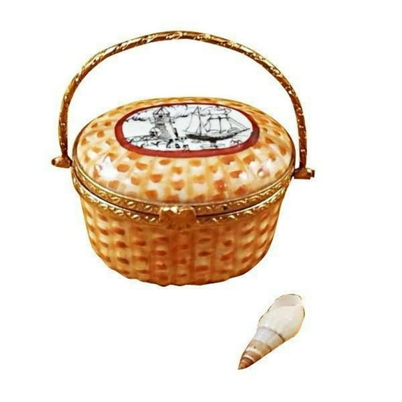 Nantucket Basket Limoges Box for Coastal Decor Limoges Box Porcelain Figurine