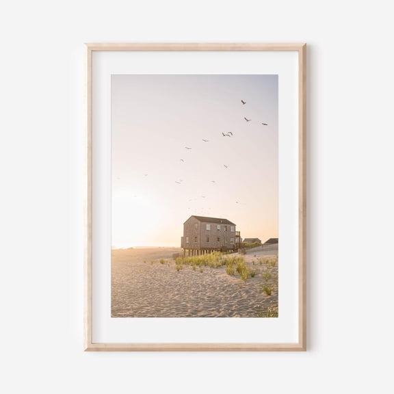 Nantucket Beach House Print, Coastal New England Photography,Sunset Beach Wall Art,Seaside Cottage, New England Art,Minimalist Coastal Print, Poster Only