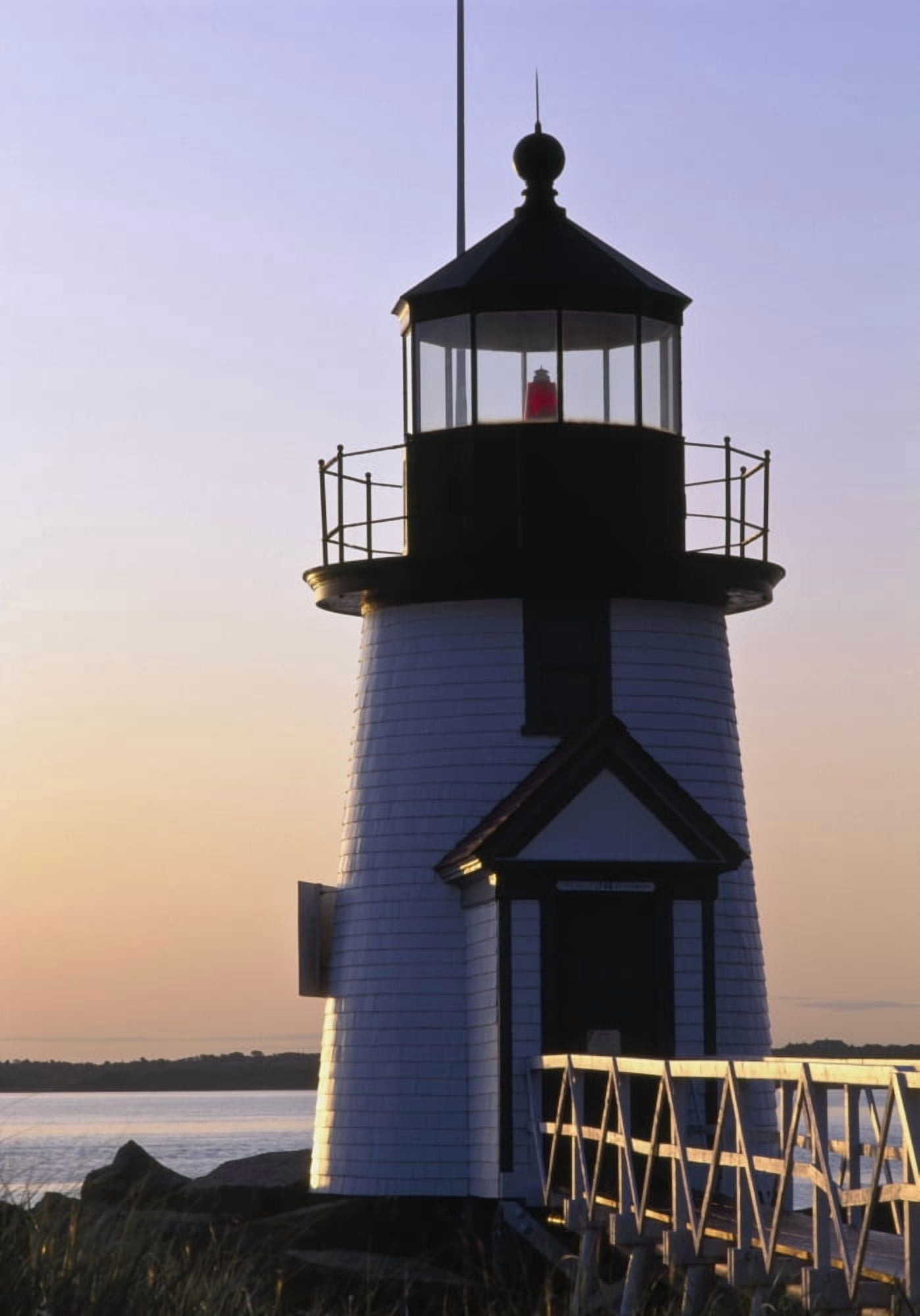 Nantucket Brant Point Lighthouse At Sunrise Canvas Art - Ellen Rooney Design Pics (12 x 18)