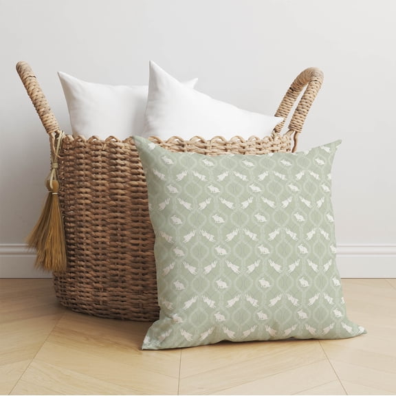 Nantucket Bunny Sage Throw Pillow