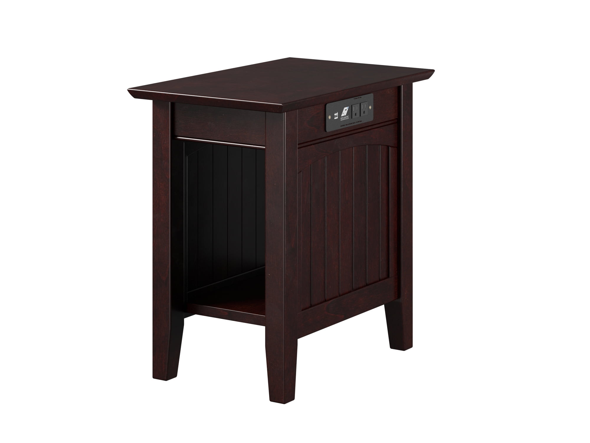 Nantucket Chair Side Table with Charging Station in Espresso