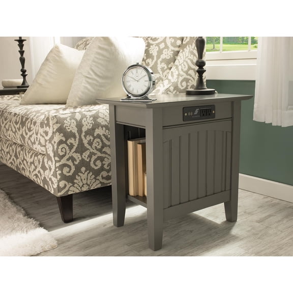 AFI Nantucket Chair Side Table with Charging Station, Grey
