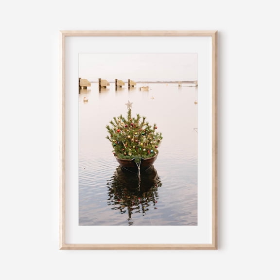 Nantucket Christmas Tree Boat Print Coastal Holiday Wall Art New England Winter Decor Festive Harbor Photography Fine Art Coastal Print