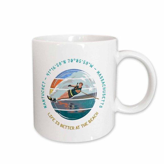 3drose, Nantucket, County of Nantucket, Massachusetts Summer Travel Gift, 11oz Mug