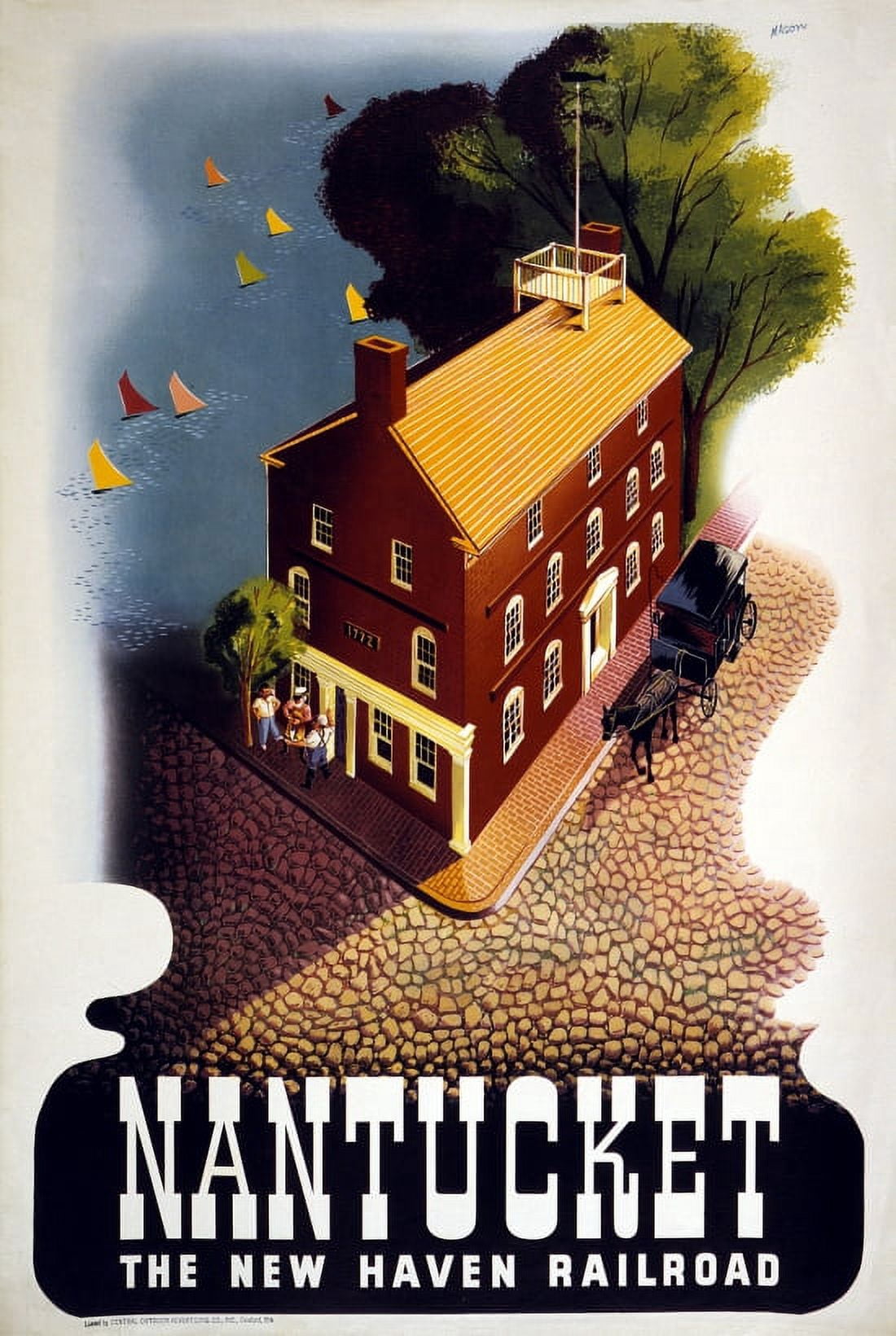 Nantucket Fish Tales New Haven Railroad Travel Canvas Art - (18 x 24)