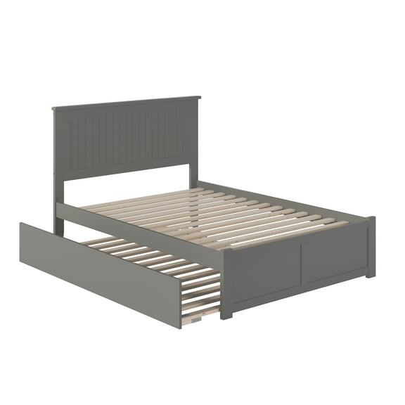 Nantucket Full Platform Bed with Flat Panel Foot Board and Full Size Urban Trundle Bed Bed in Grey