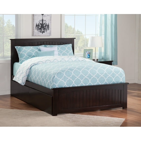 AFI Nantucket Full Wood Platform Bed with Matching Footboard and Storage Drawers, Espresso