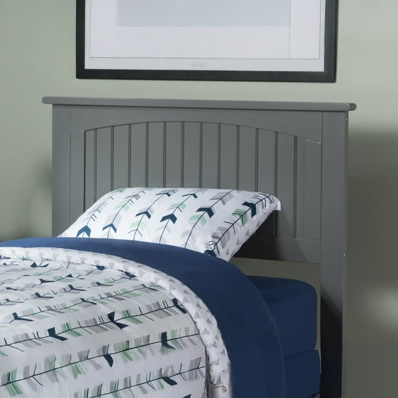 AFI Nantucket Twin Solid Wood Panel Headboard with Attachable Charger, Grey