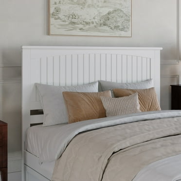 AFI Nantucket Queen Solid Wood Panel Headboard with Attachable Charger, White