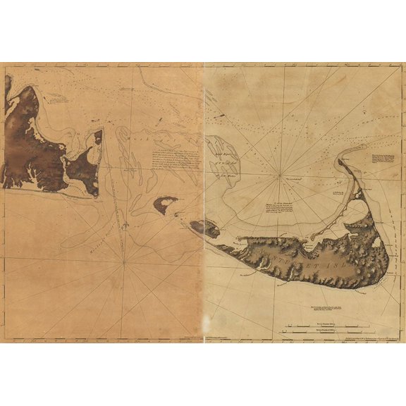 Nantucket Island and the eastern half of Marthas Vineyard by Vintage Maps (24 x 18)