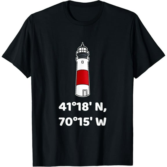 Nantucket Lighthouse Sankaty Coordinates T-Shirt