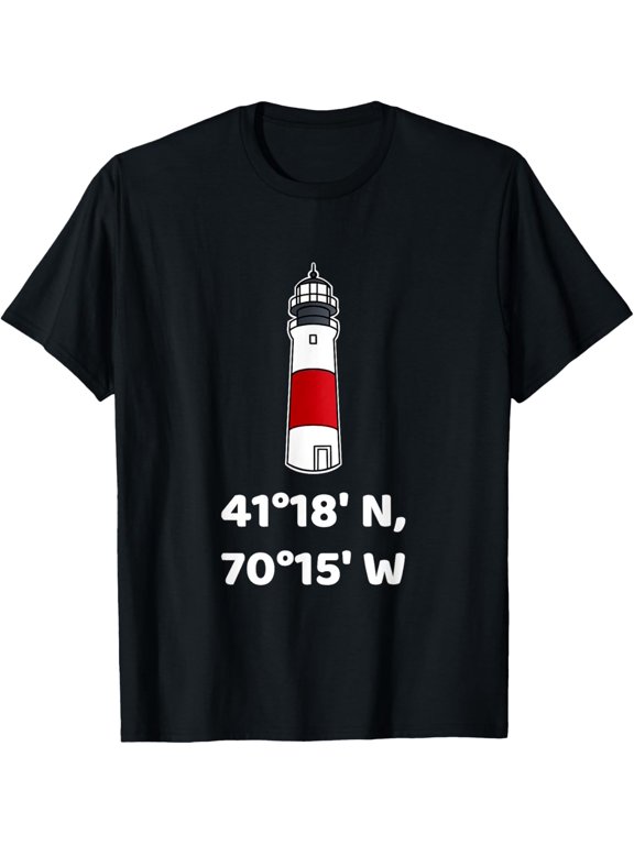 Nantucket Lighthouse Sankaty Coordinates T-Shirt