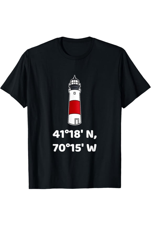 Nantucket Lighthouse Sankaty Coordinates T-Shirt