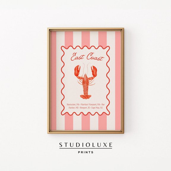 Nantucket Lobster East Coast Coastal Poster Unframed Paper Print