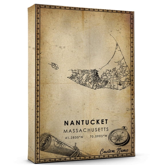 Nantucket Map Poster, Massachusetts Map Art Poster, Canvas, Nantucket Map City vintage Poster, Street Map Artwork Poster, Nantucket Map Canvas - 89AZ98