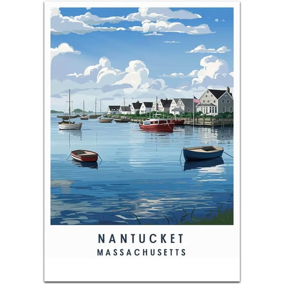 Nantucket Map Retro Style Travel Canvas, Nantucket Map Vintage Rustic Canvas Print, Home Office Wall Decoration, Nantucket Map Country Canvas Canvas ysKofy