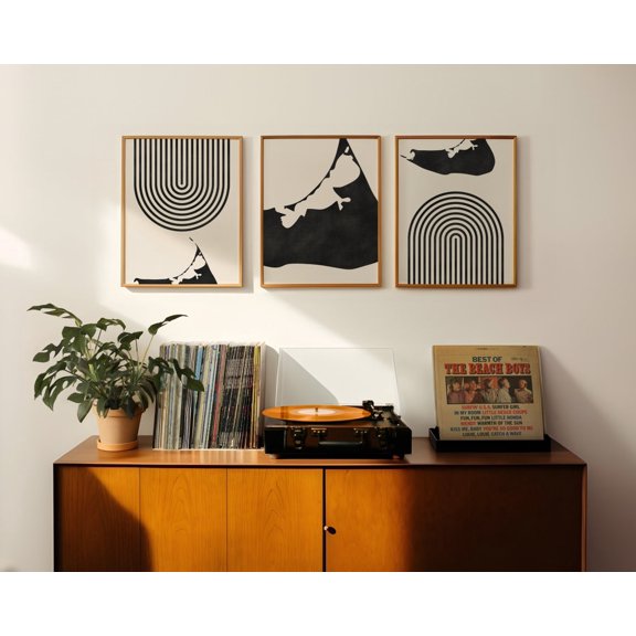 Nantucket Map Wall Art Print Set, Mid Century Modern Island Decor
