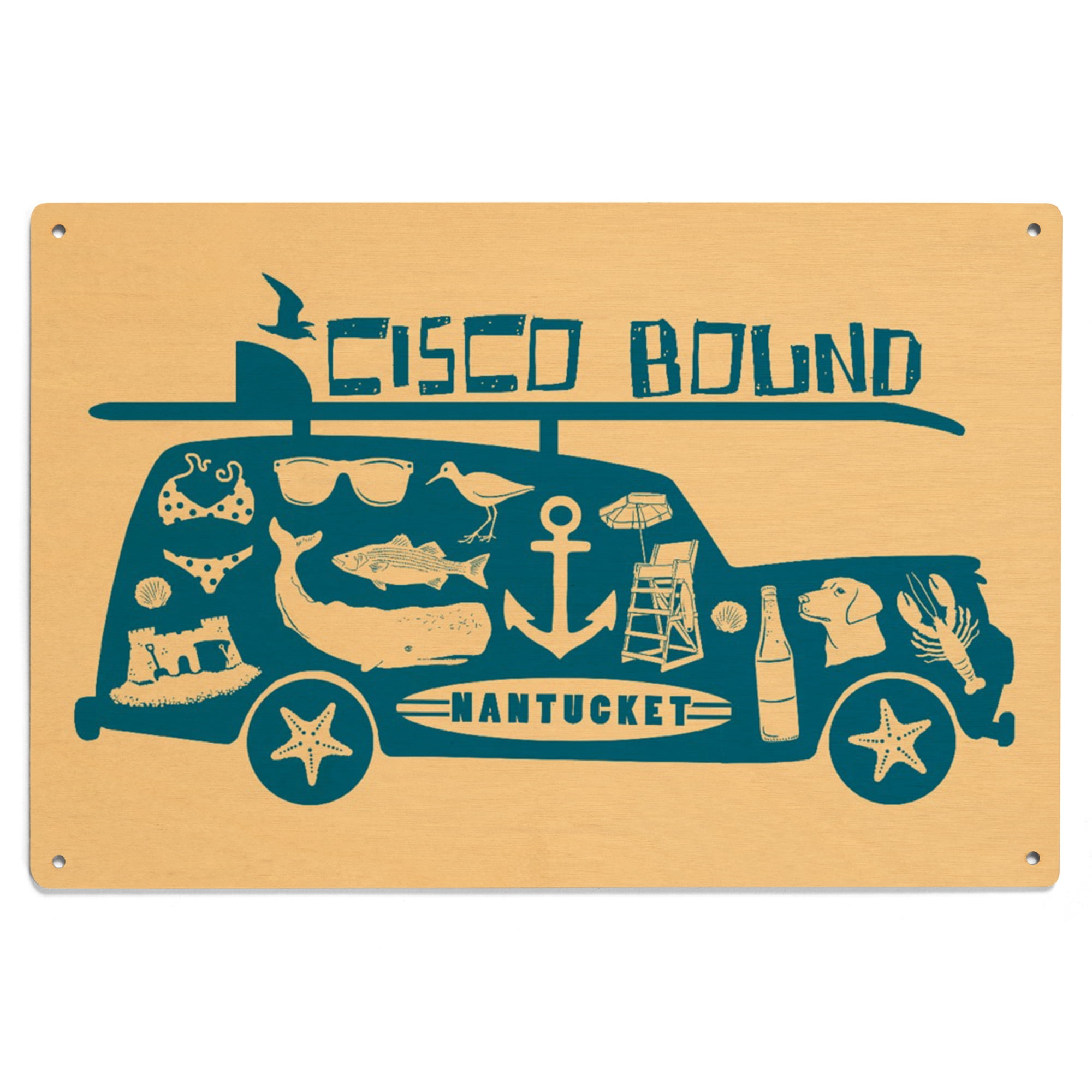 Nantucket, Massachusetts, Coastal Icons, Contour Birch Wood Wall Sign ...