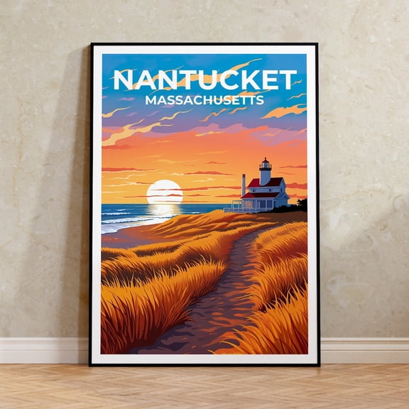 Nantucket Massachusetts Island Coastal Wall Art Decor Unframed Paper Print