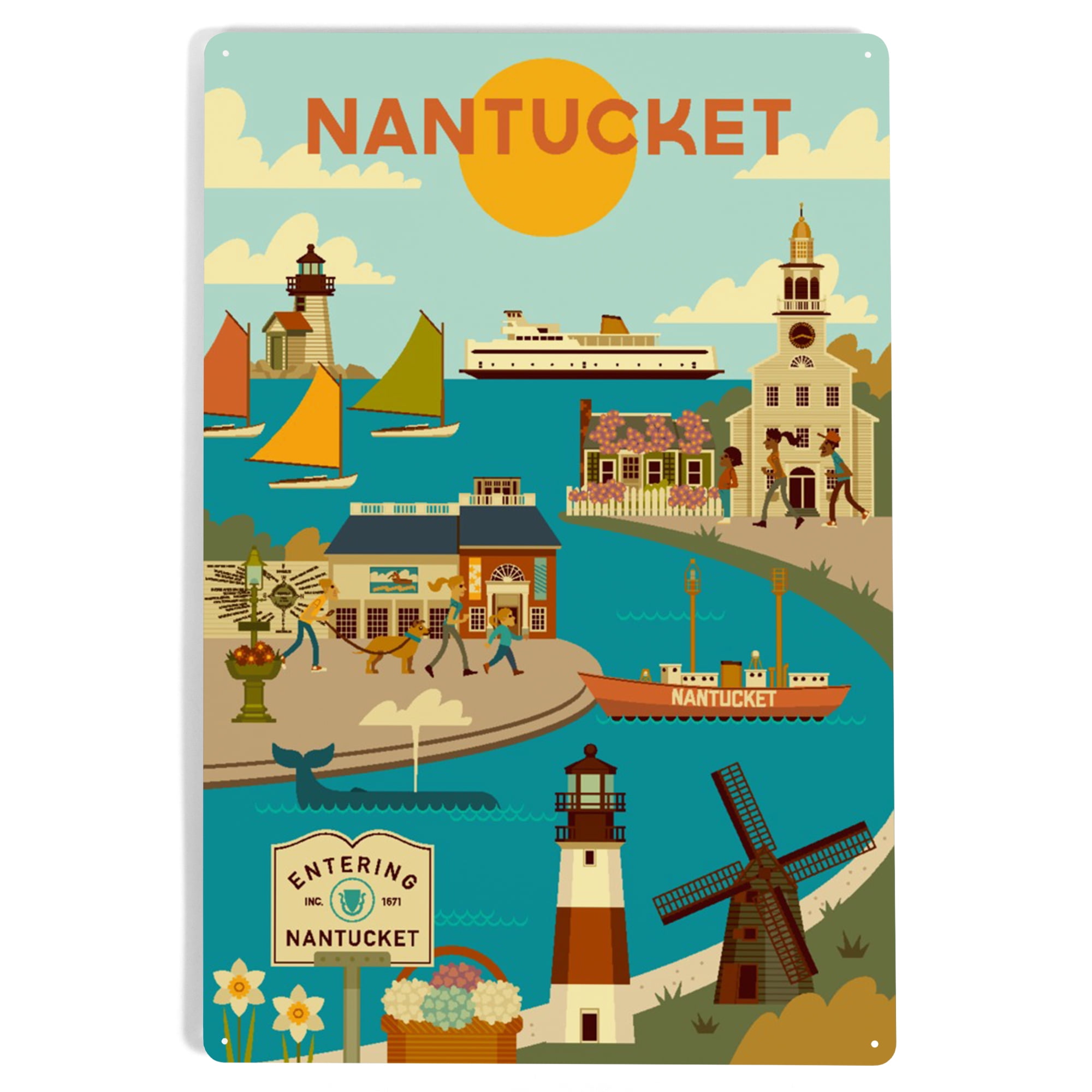 Nantucket, Massachusetts, Nantucket, Geometric (12x18 Aluminum Art ...