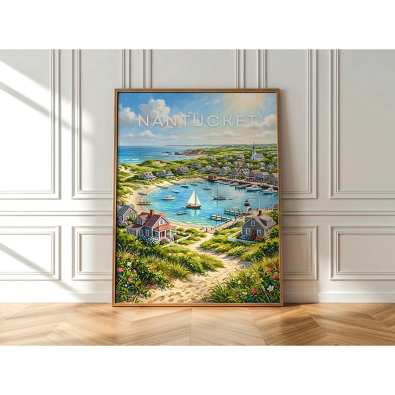 Nantucket Massachusetts Travel Coastal New England Wall Art Beach Harbour Print Nantucket Island Decor Seaside Artwork
