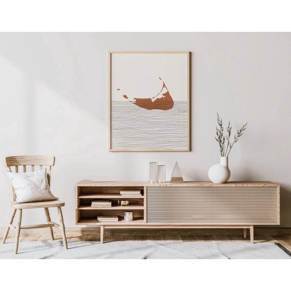 Nantucket Massachusetts Wall Art Print, Boho Island Travel Map Decor