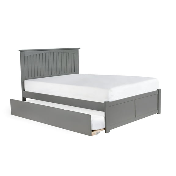 Nantucket Platform Bed with Flat Panel Foot Board and Twin Size Urban Trundle Bed, Multiple Sizes, Multiple Colors