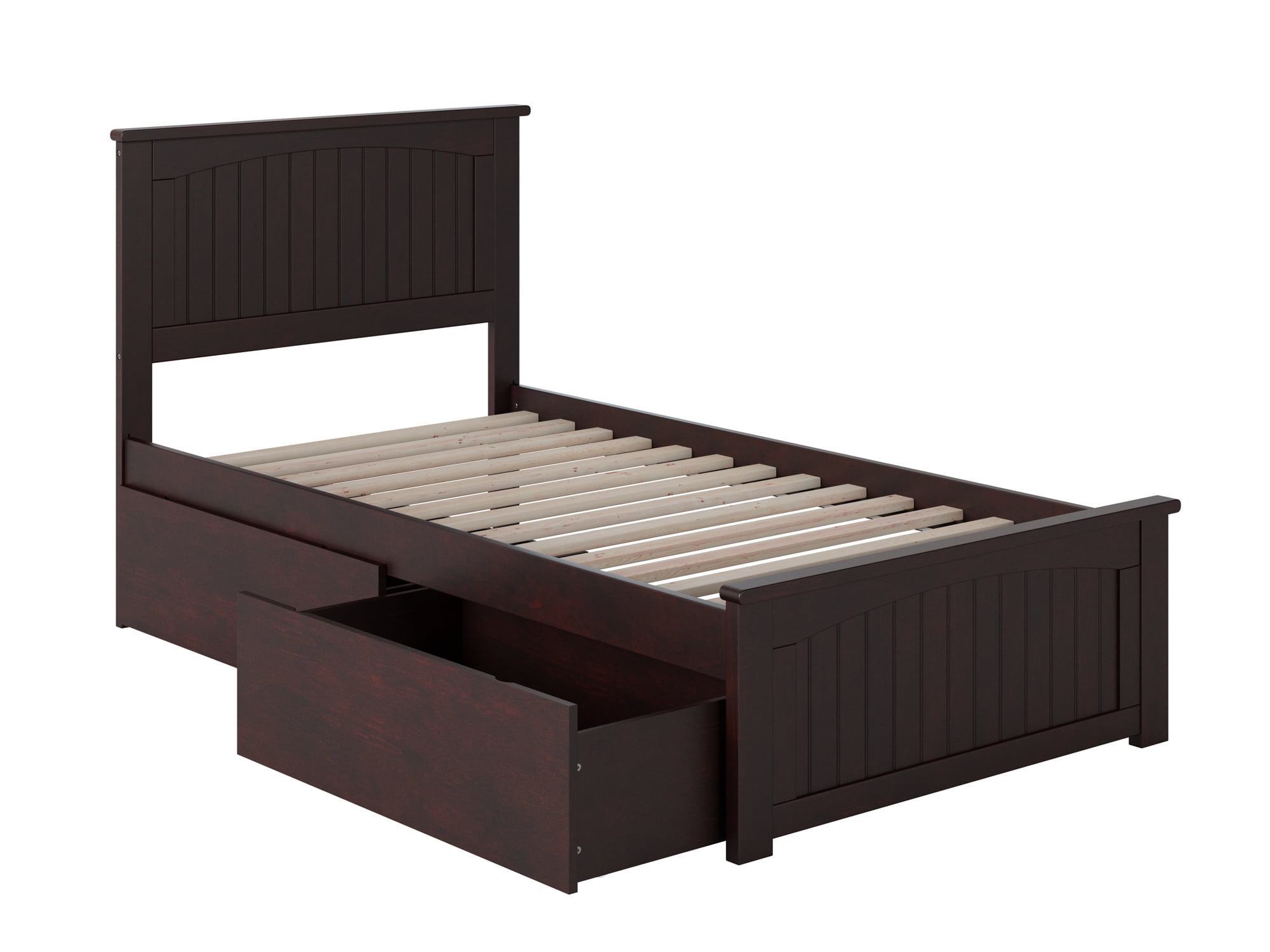 Nantucket Espresso Twin Wood Platform Bed with Storage Drawers