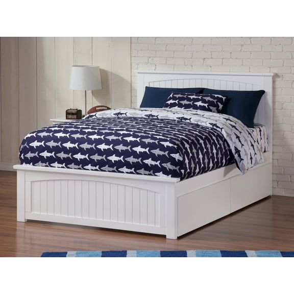 Nantucket Platform Bed with Matching Foot Board with 2 Urban Bed Drawers, Multiple Colors, Multiple Sizes