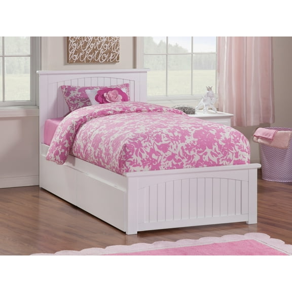 Nantucket Platform Bed with Matching Foot Board with 2 Urban Bed Drawers, Multiple Colors, Multiple Sizes