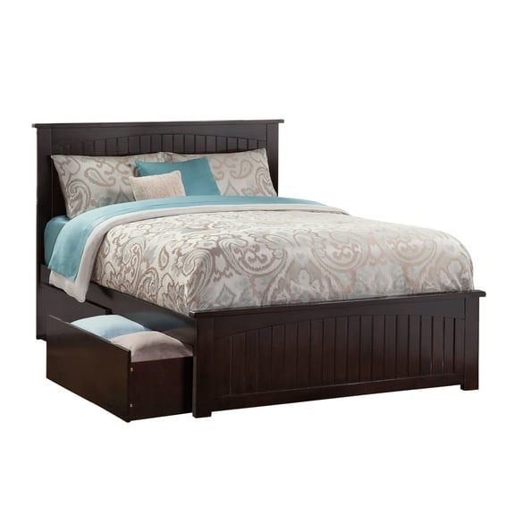AFI Nantucket Queen Wood Platform Bed with Matching Footboard & Storage Drawers, Espresso