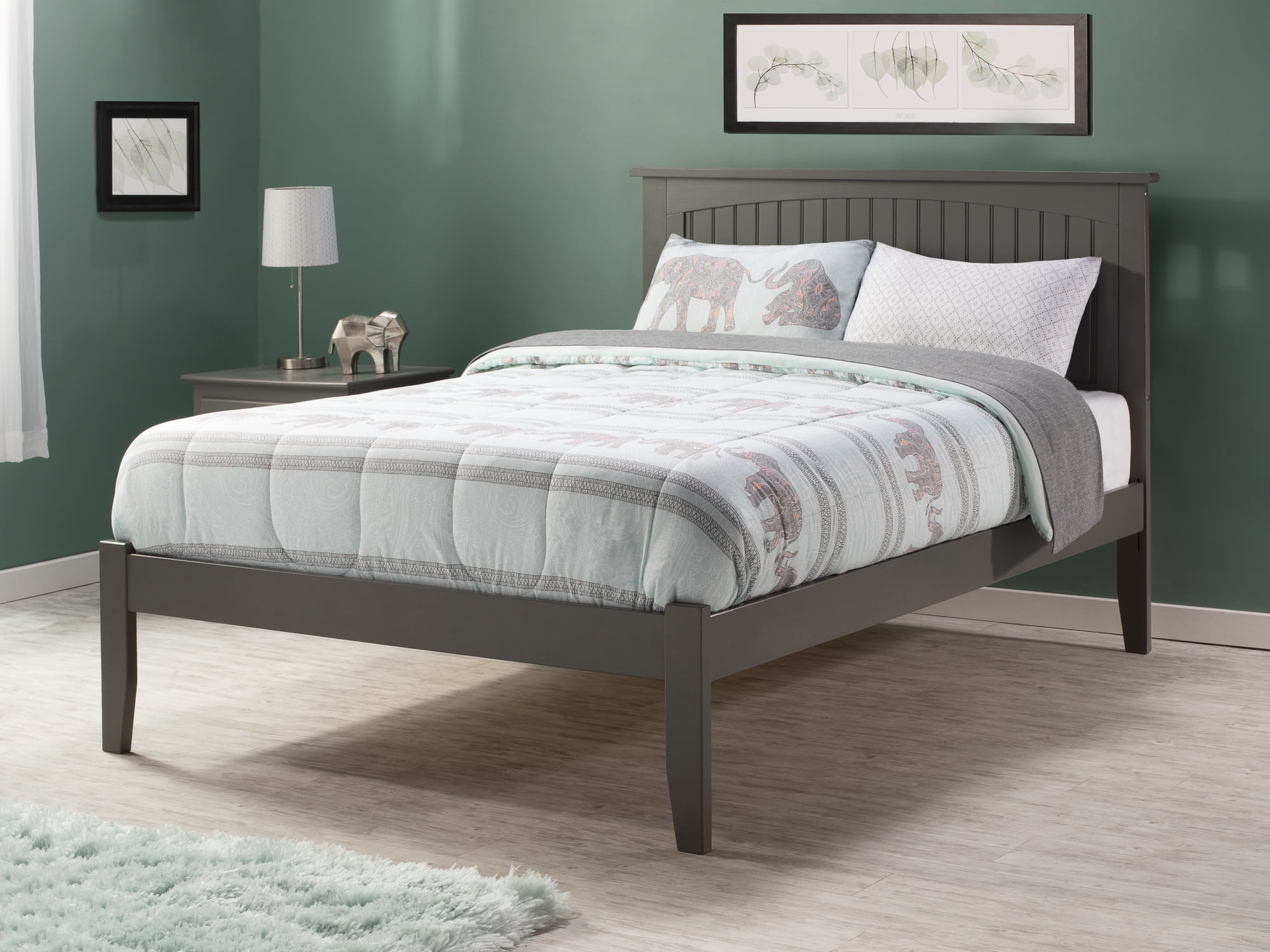 Nantucket Gray Full Wood Platform Bed with Headboard