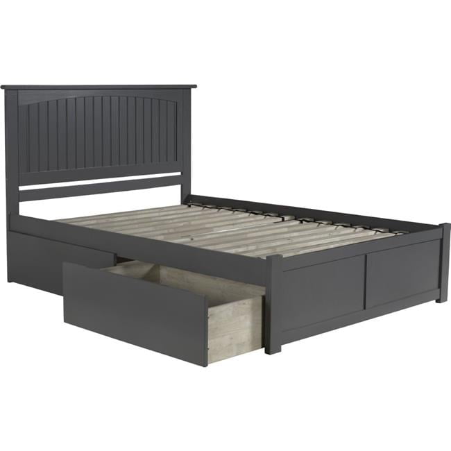 Nantucket Gray Wood Queen Platform Bed with Storage Drawers