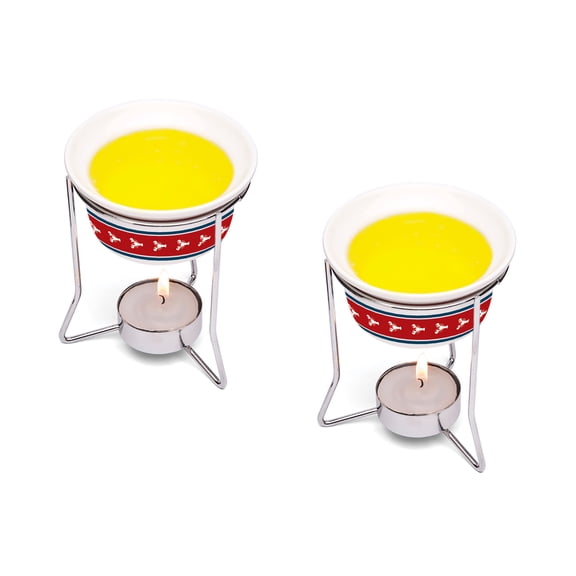 Nantucket Seafood Butter Warmers, Set of 2 With Lobster Design, Two Candles Included