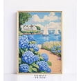 thumbnail image 1 of Nantucket Seaside Sailboat Poster, Luxury, High Society Hydrangeas Wall Art, Coastal Bedroom Decor, Nautical Summer Poster, 24x36 UNFRAMED, 1 of 3