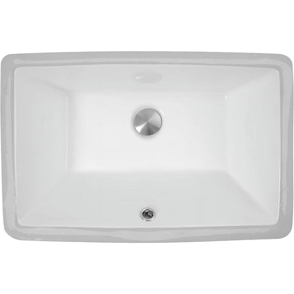 Nantucket Sinks UM-19x11-W Undermount Bathroom Sink – 19"x11" Rectangular White Bowl Bath Vanity Sink, w Overflow, High Gloss Vitreous China, Scratch & Stain Resistant – Great Point
